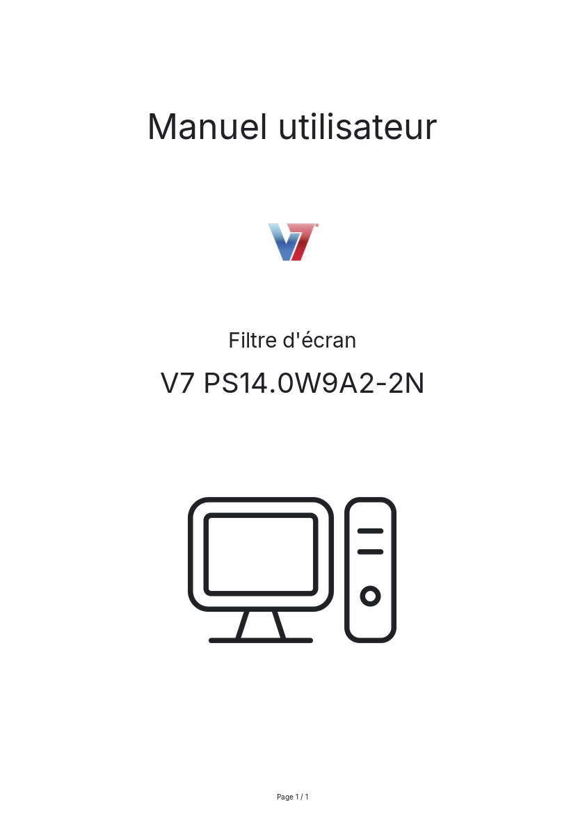 Page n°1 - Manuel utilisateur V7 PS14.0W9A2-2N