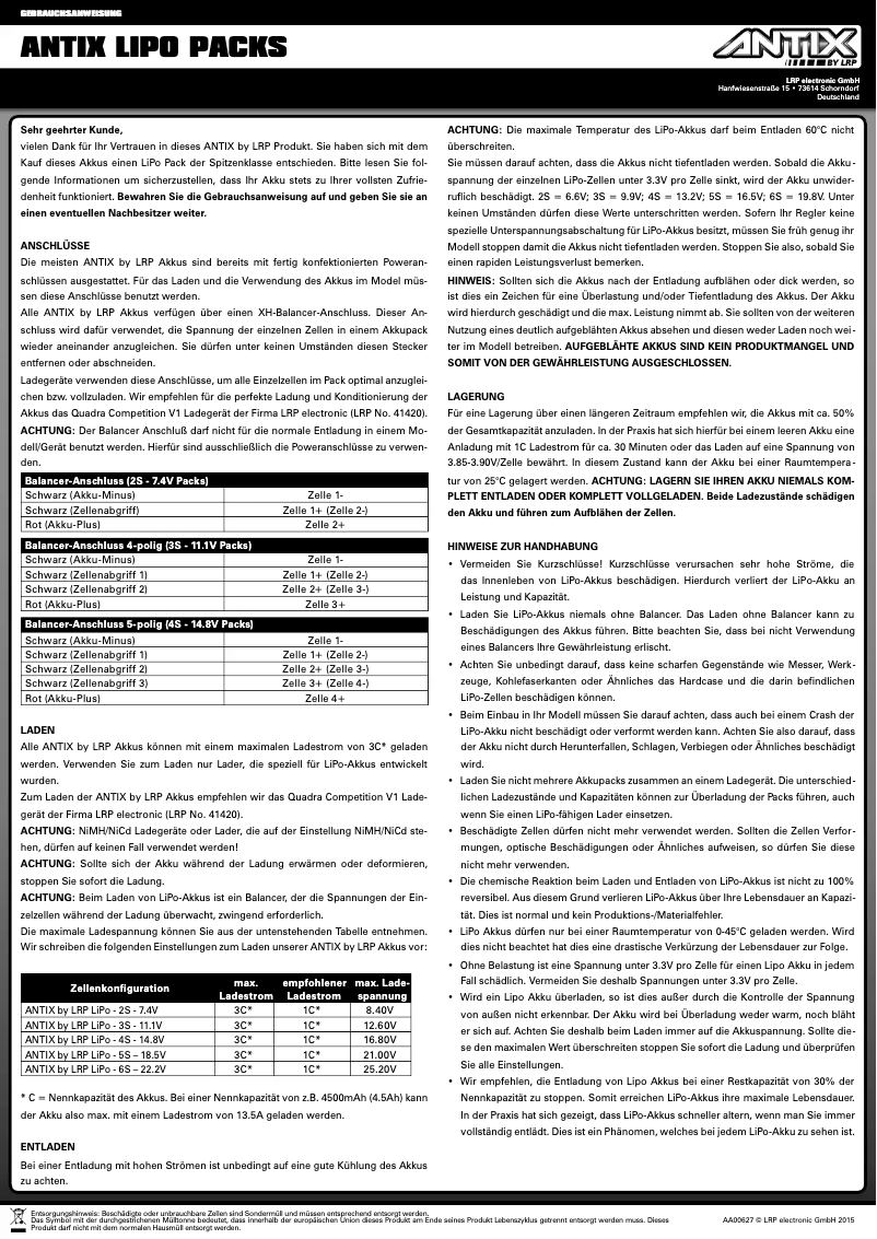 Page n°1 - Manuel utilisateur LRP 430402