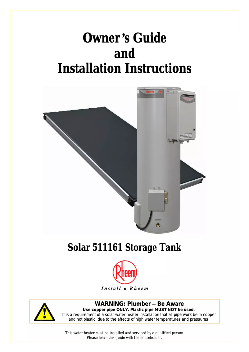 Página 1 del manual Manual de usuario Rheem 531260