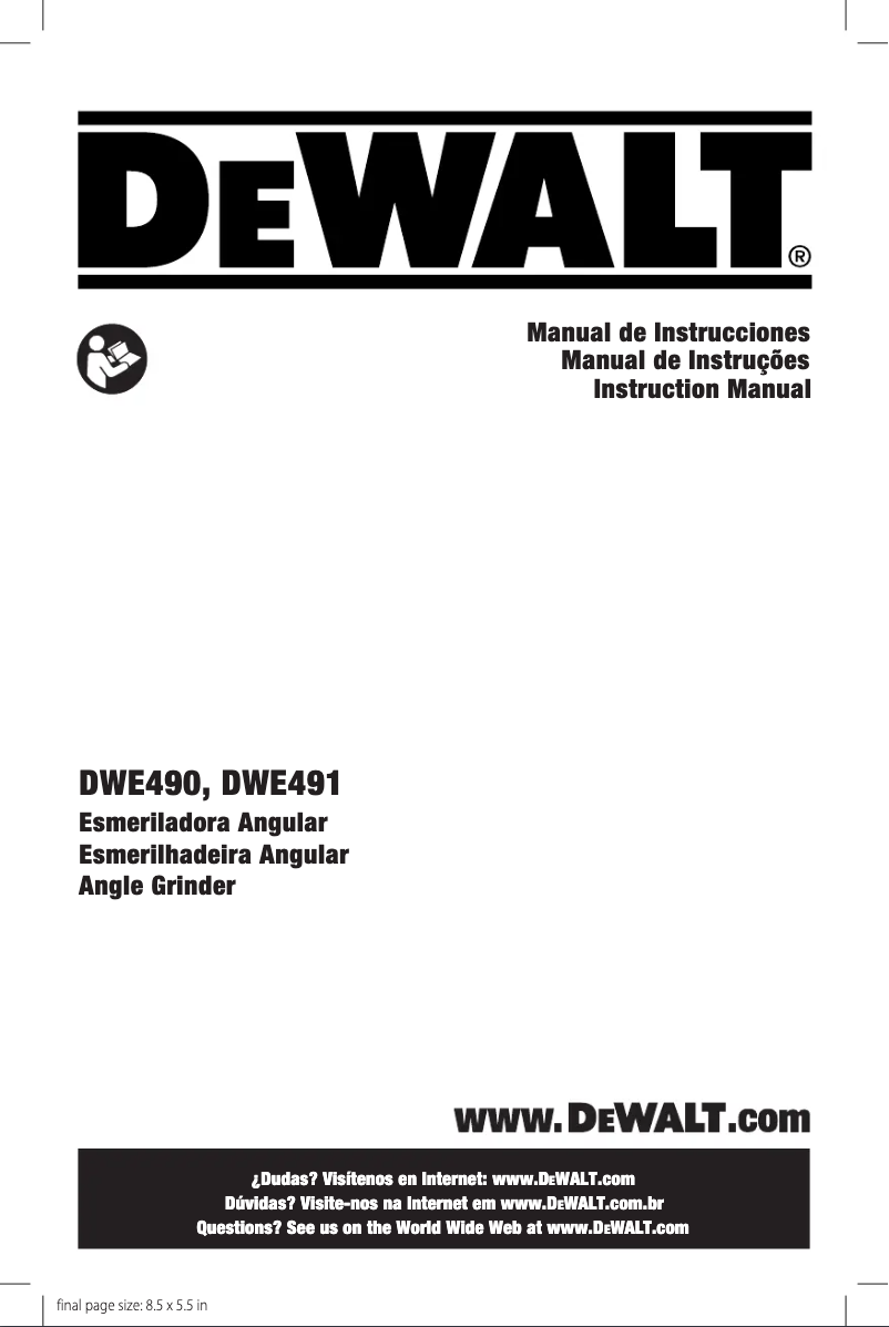 Page 1 de la notice Manuel utilisateur DeWalt DWE491