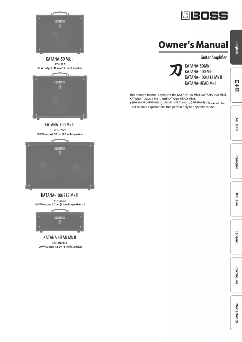 Page 1 de la notice Manuel utilisateur Boss KATANA-HEAD MkII
