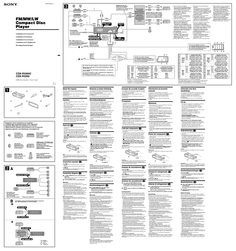 Page 1 de la notice Guide d'installation Sony CDX-R3350C