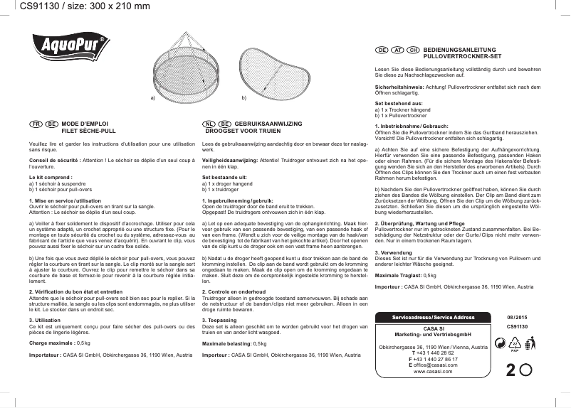 Page n°1 - Manuel utilisateur AquaPur IAN 111363