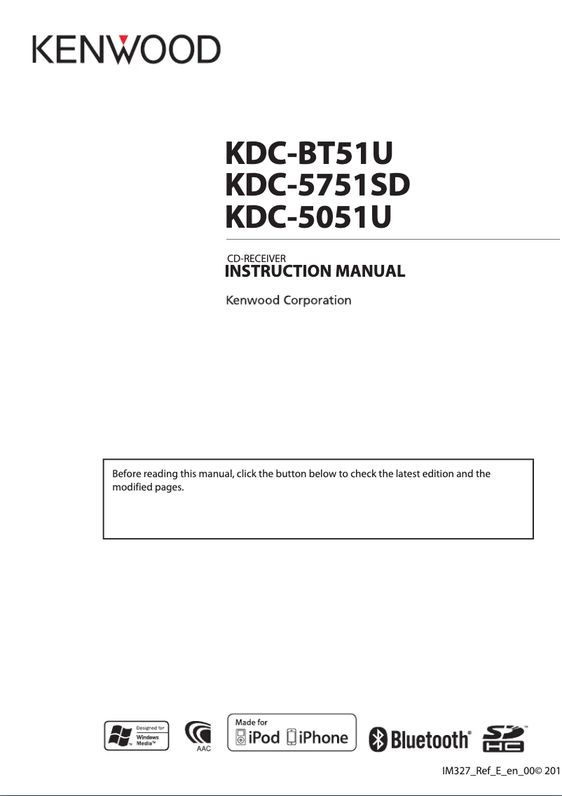 Page 1 de la notice Manuel utilisateur Kenwood KDC-5751SD