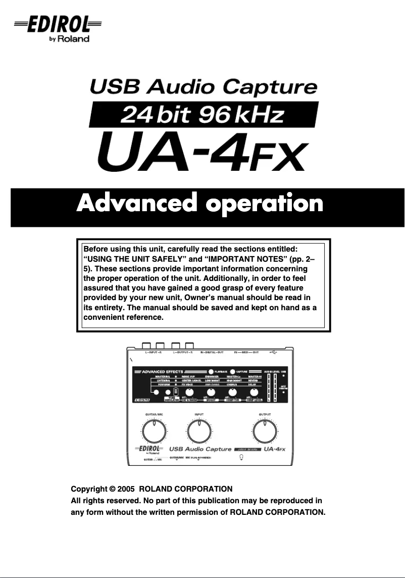 Image de la première page du manuel de l'appareil UA-4FX
