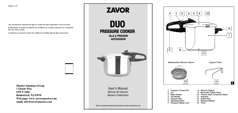 Page n°1 - Manuel utilisateur Zavor Duo ZCWDU01