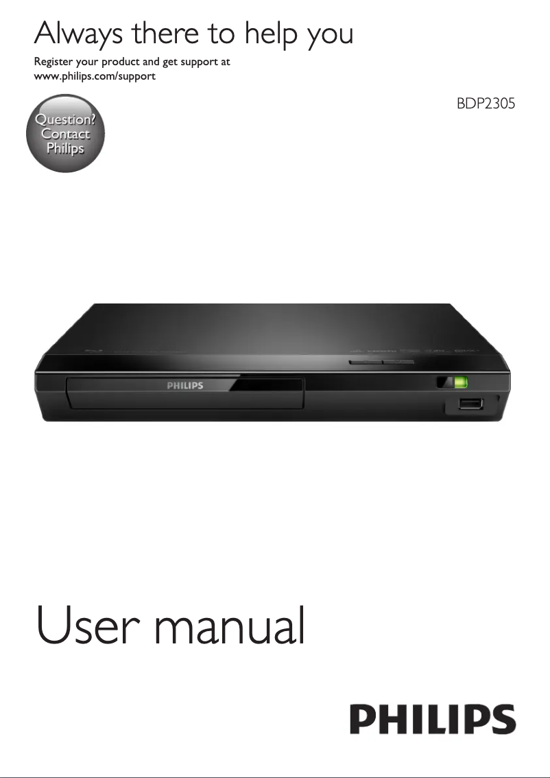 Page 1 de la notice Manuel utilisateur Philips BDP2305