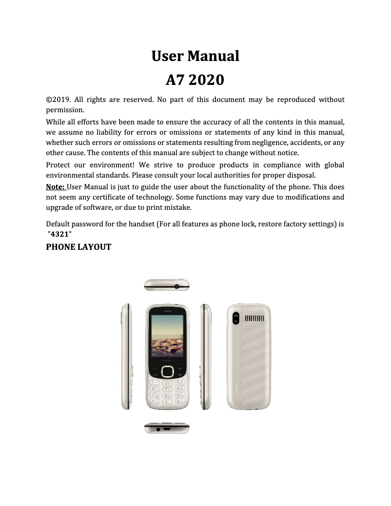 Page n°1 - Manuel utilisateur Lava A7 2020