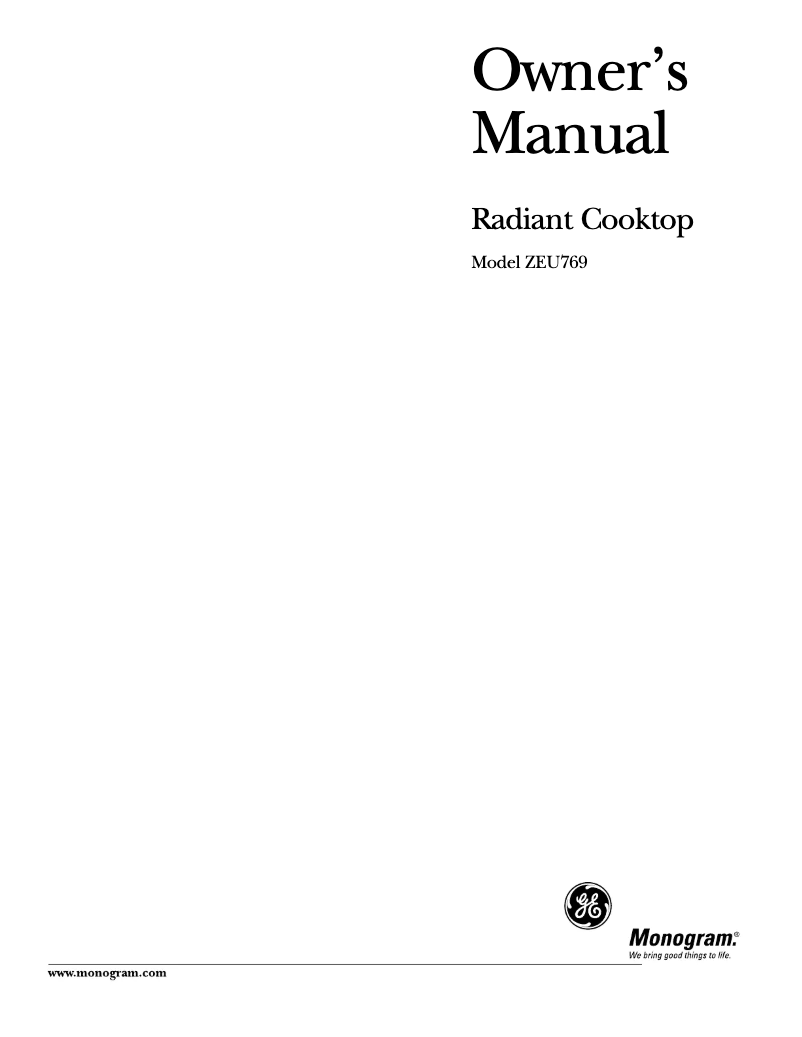 Page 1 of the manual Use and Maintenance Manual GE ZEU769SCSS