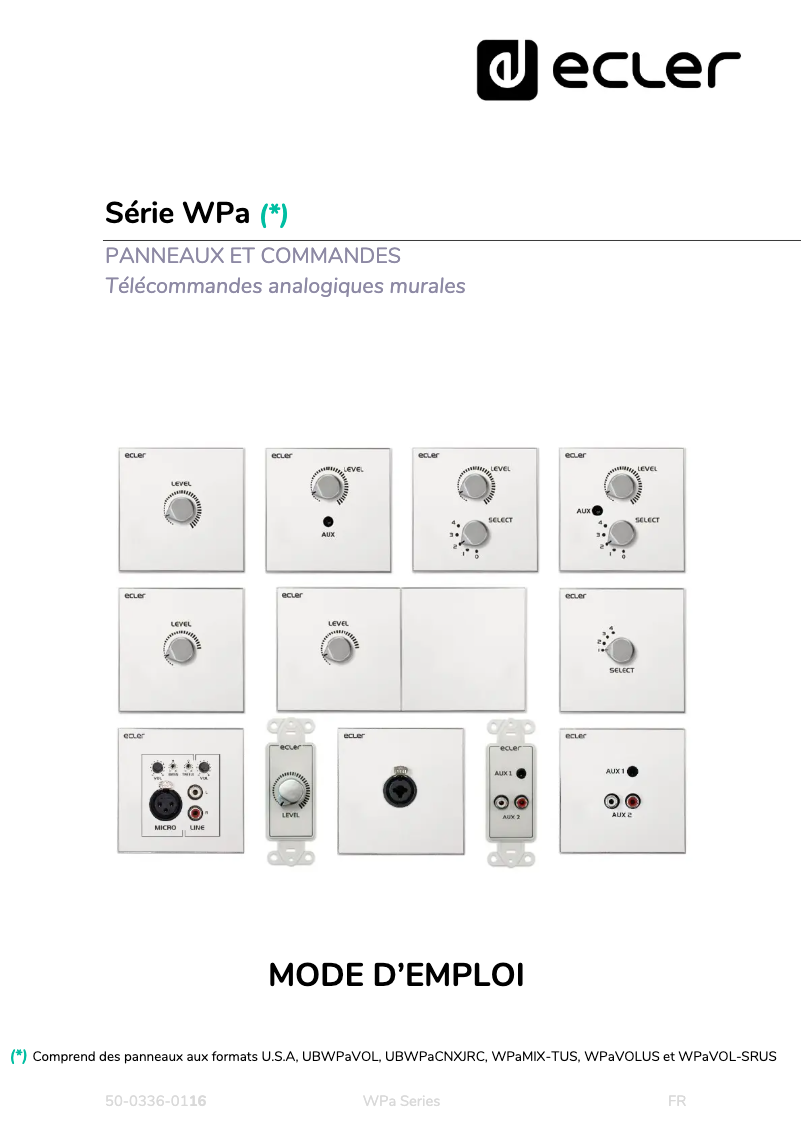 Page n°1 - Manuel utilisateur Ecler WPaMIX-TUS