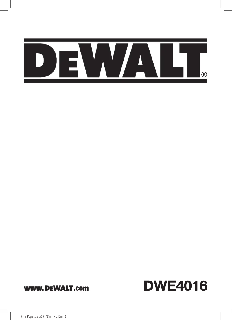 Page 1 de la notice Manuel utilisateur DeWalt DWE4016