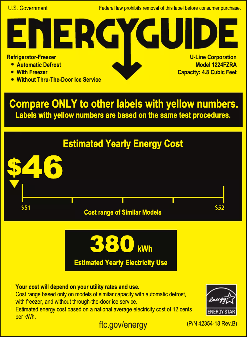 Page n°1 - Label énergétique U-Line U-1224FZR
