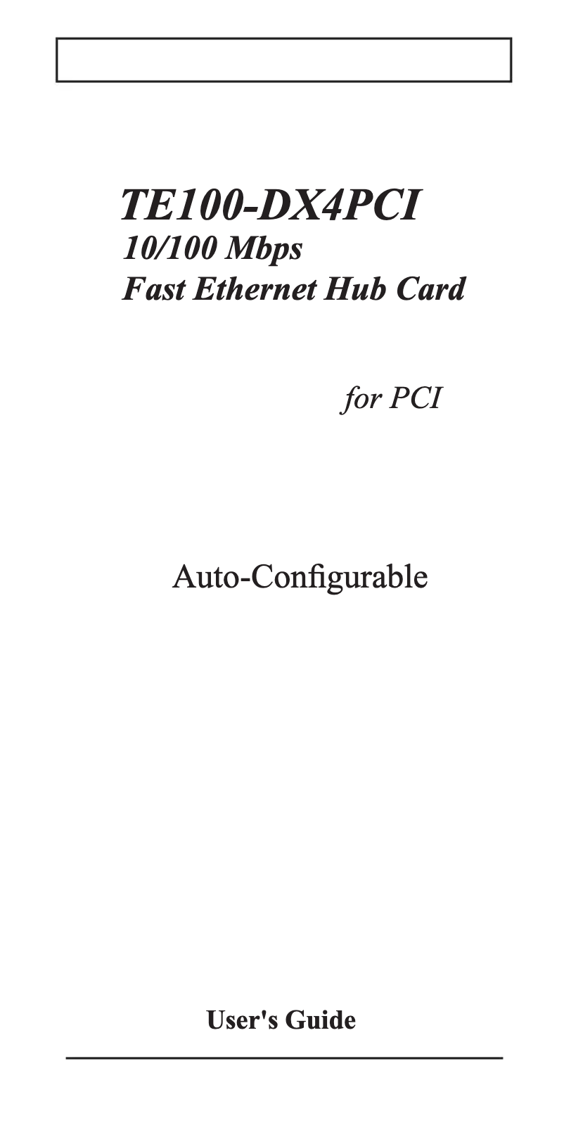 Image de la première page du manuel de l'appareil TE100-DX4PCI