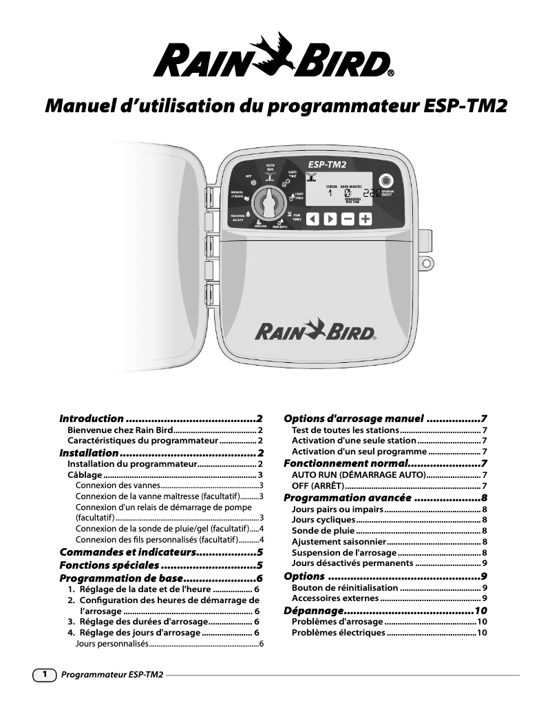 Page n°1 - Manuel utilisateur Rain Bird ESP-TM2