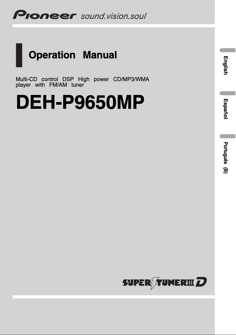 Image de la première page du manuel de l'appareil DEH-P9650MP