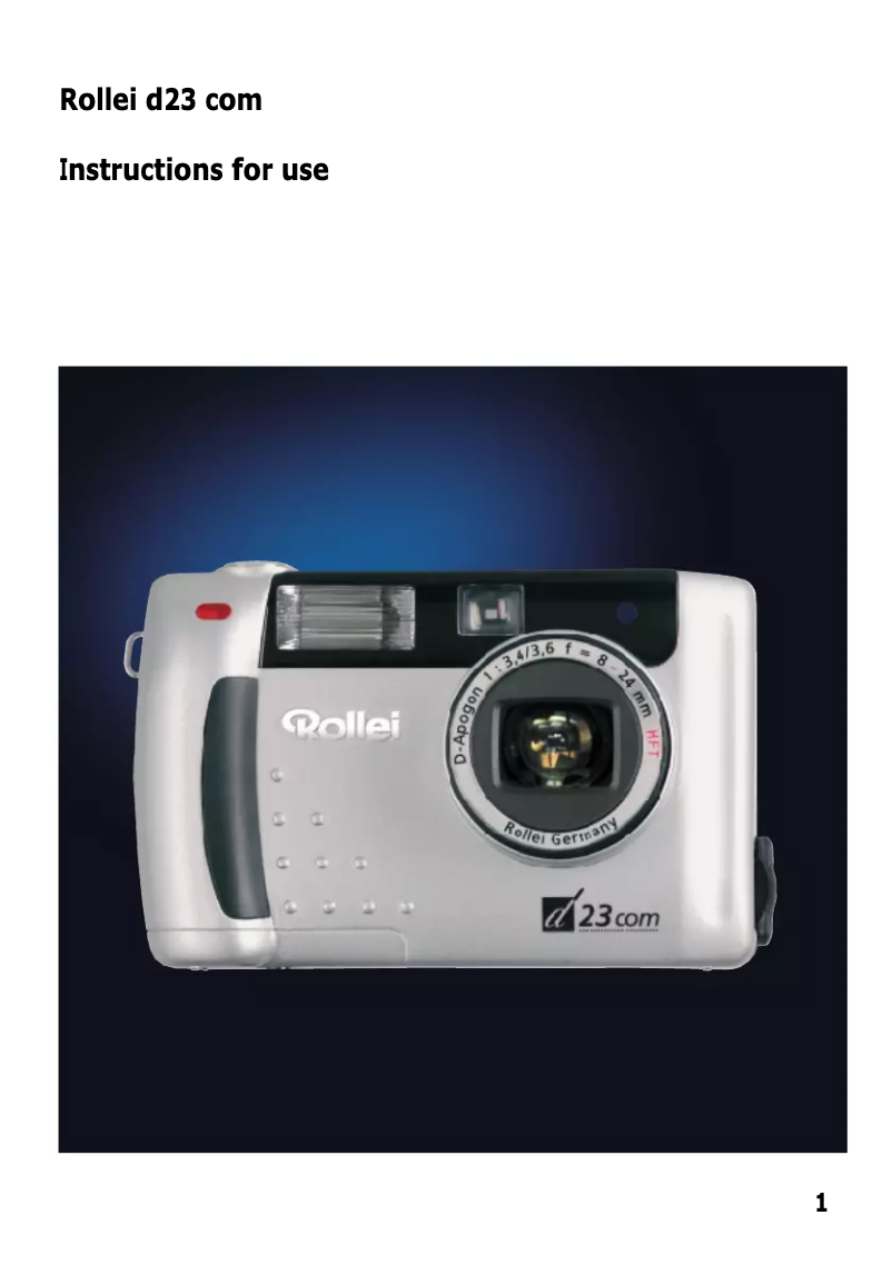 Page 1 de la notice Manuel utilisateur Rollei d23 com