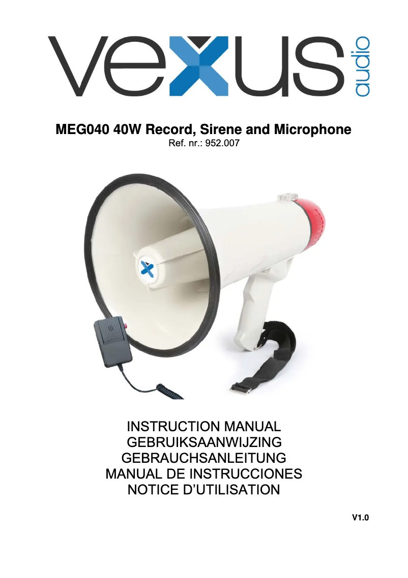 Page n°1 - Manuel utilisateur Vexus MEG040