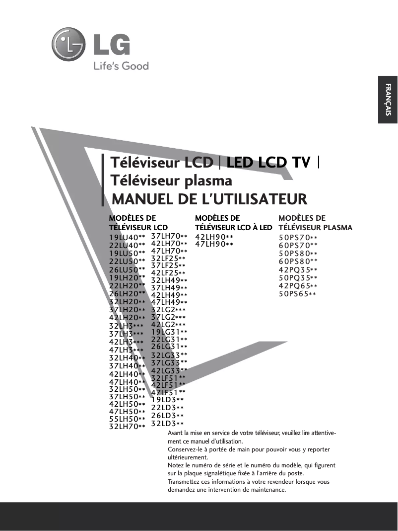 Image de la première page du manuel de l'appareil 22LU5000