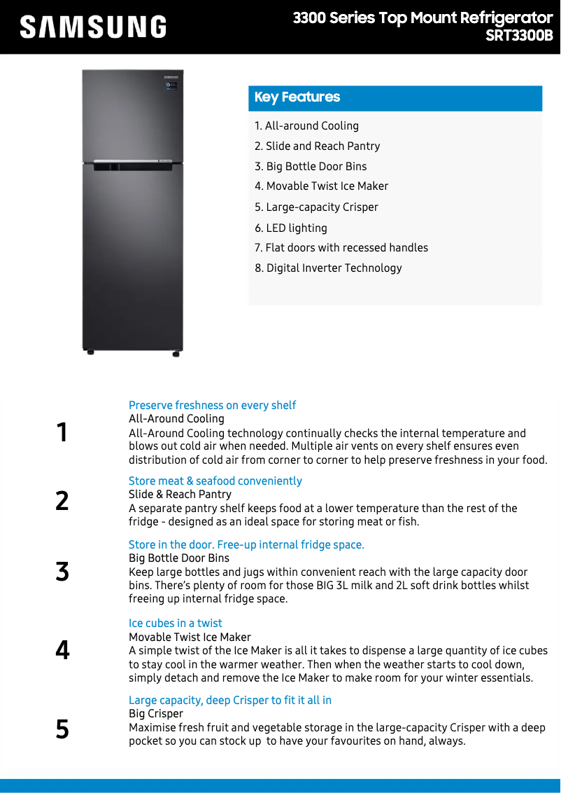 Page n°1 - Fiche technique Samsung SRT3300B