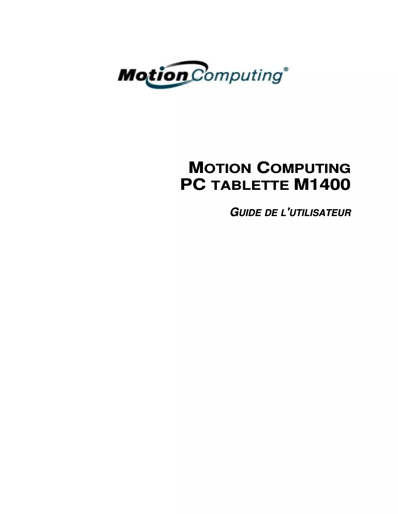 Page n°1 - Manuel utilisateur Motion Computing M1400