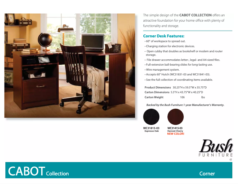 Page 1 de la notice Manuel utilisateur Bush Cabot WC31815-03