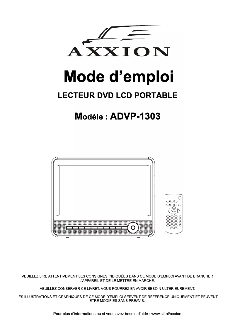 Page 1 de la notice Manuel utilisateur Axxion ADVP-1303