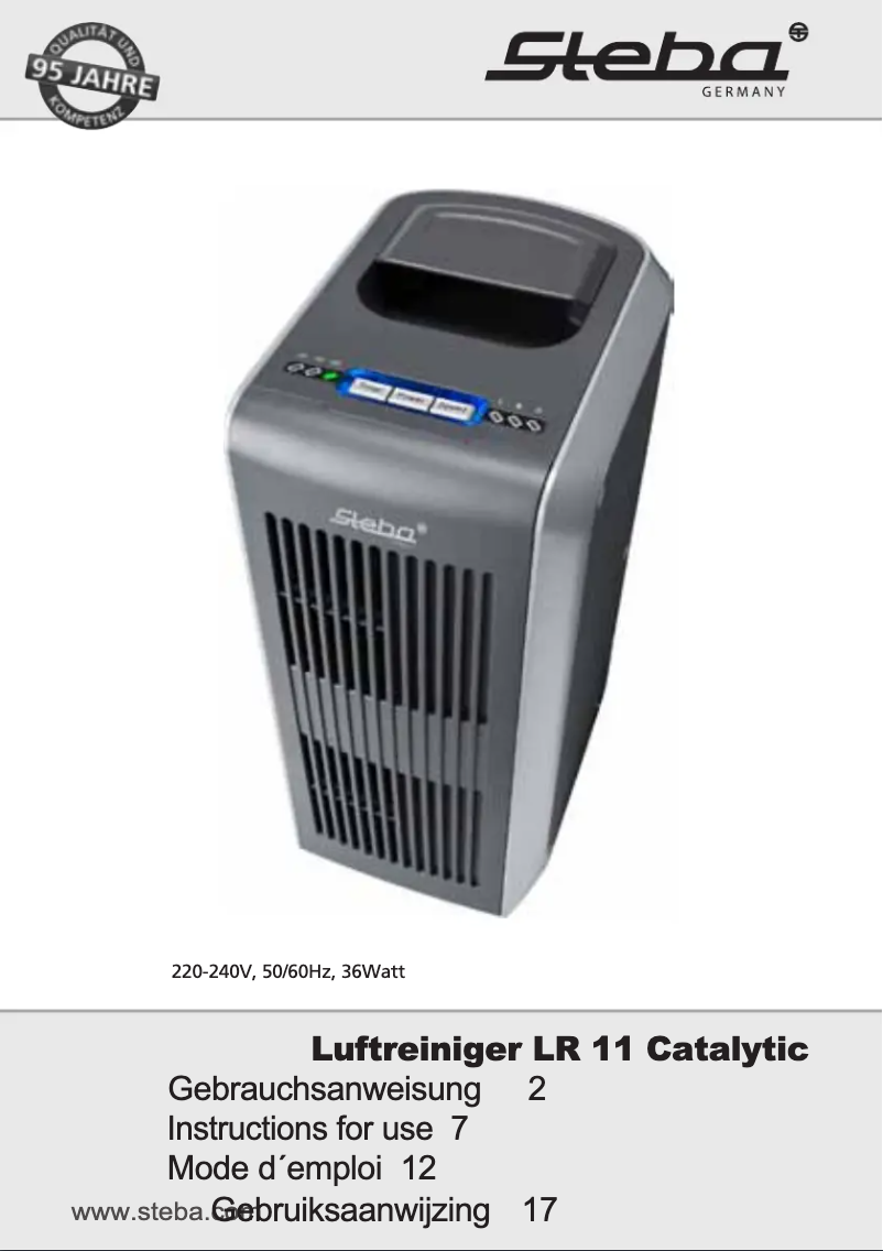 Page 1 de la notice Manuel utilisateur Steba LR 11 Catalytic