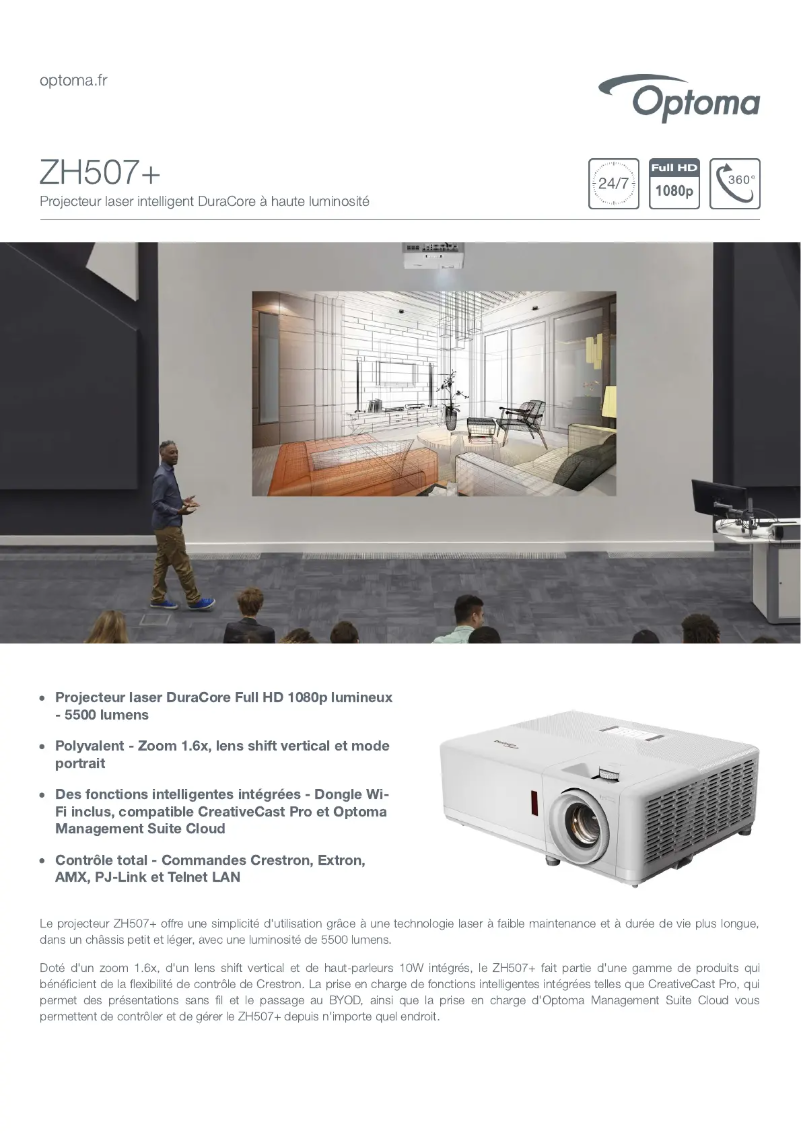 Page n°1 - Fiche technique Optoma ZH507+