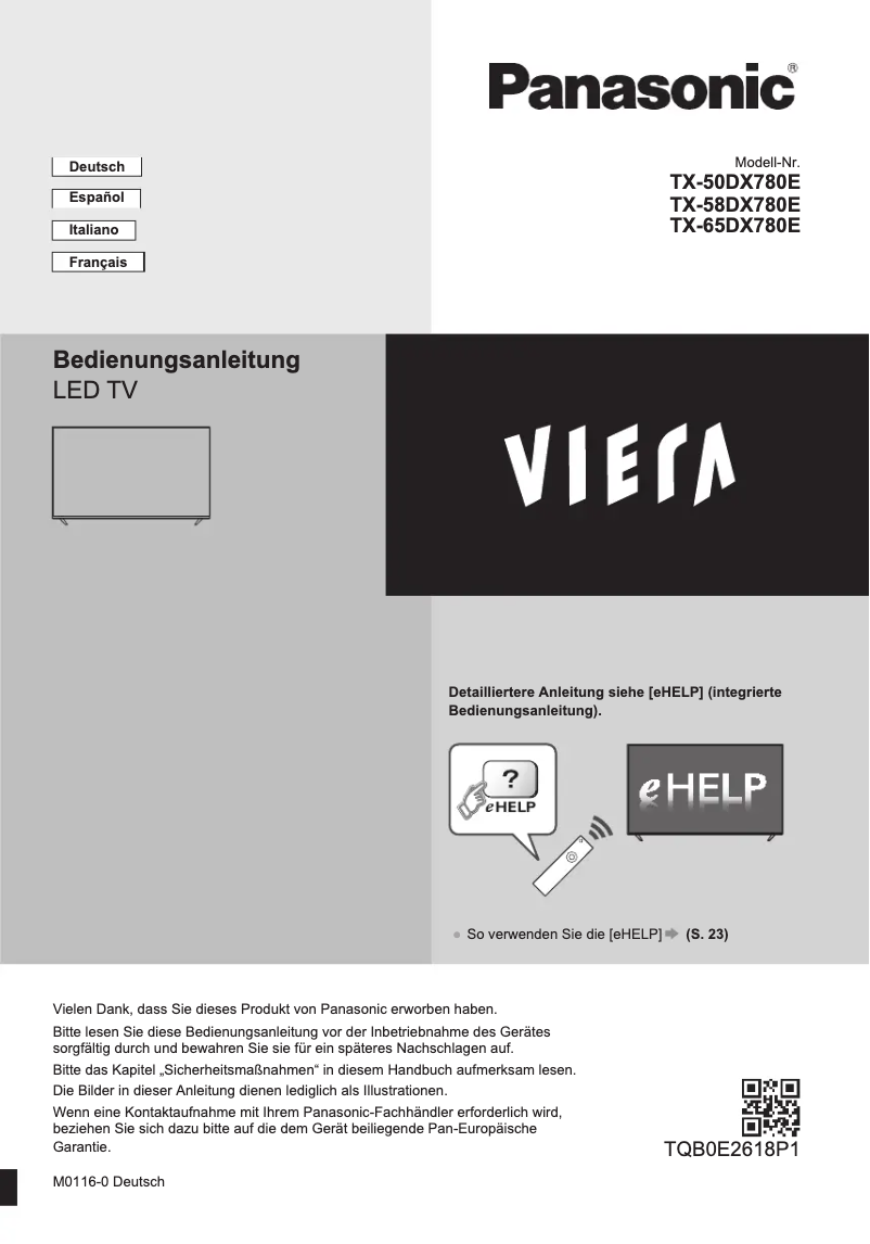 Image de la première page du manuel de l'appareil TX-65DX780E