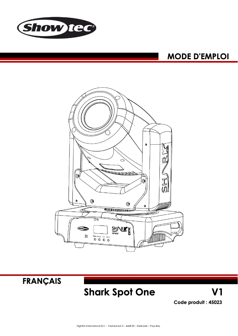 Page 1 de la notice Manuel utilisateur Showtec Shark Spot One