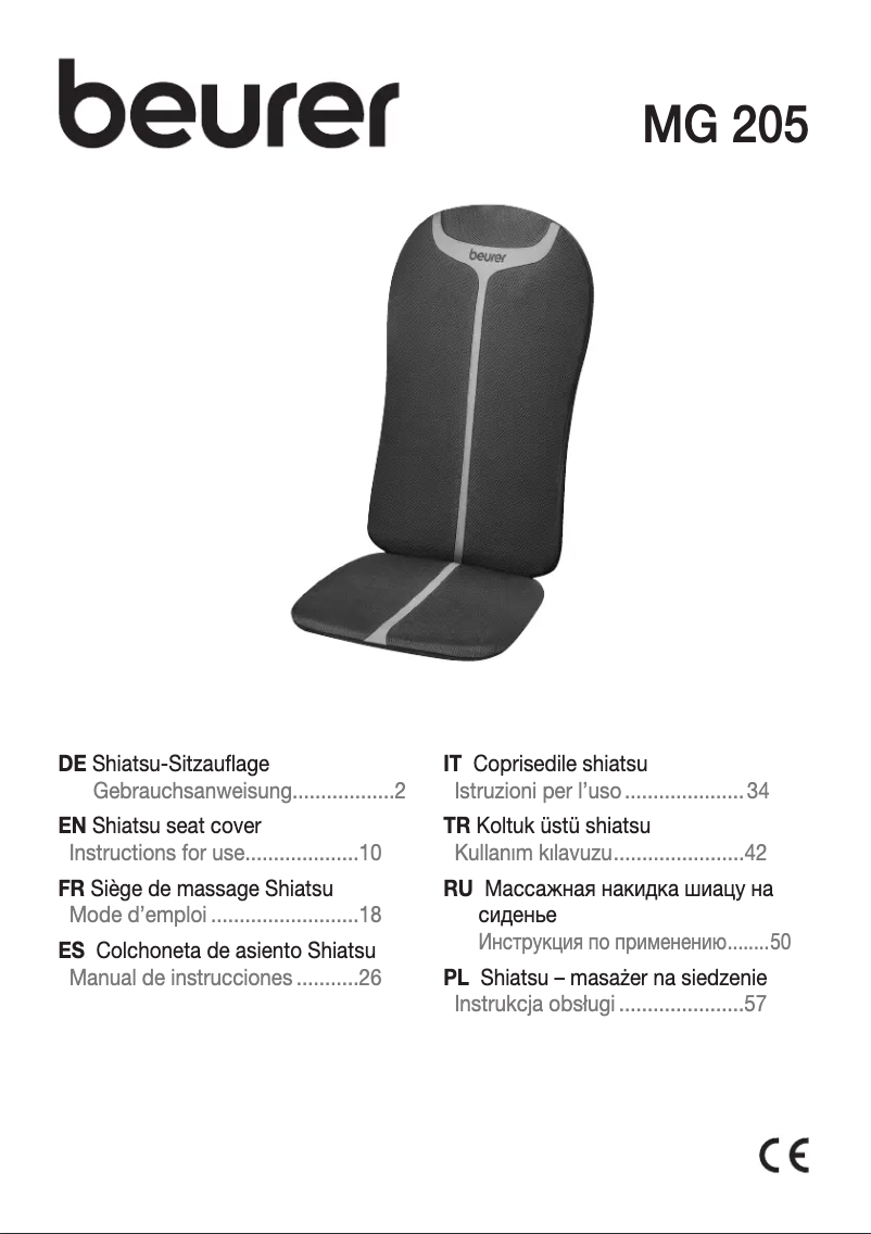 Page 1 de la notice Manuel utilisateur Beurer MG 205