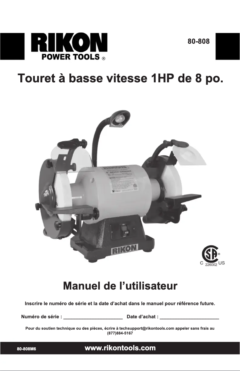Page n°1 - Manuel utilisateur RIKON 80-808