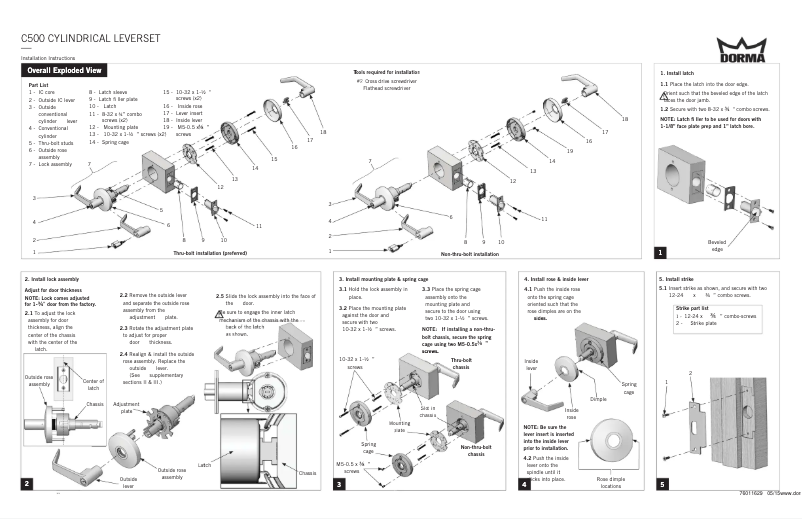 Page n°1 - Manuel utilisateur Dormakaba C500