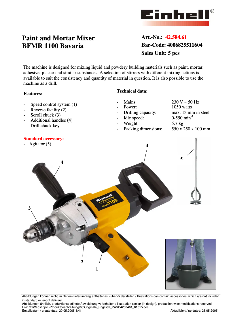 Image de la première page du manuel de l'appareil BFMR 1100