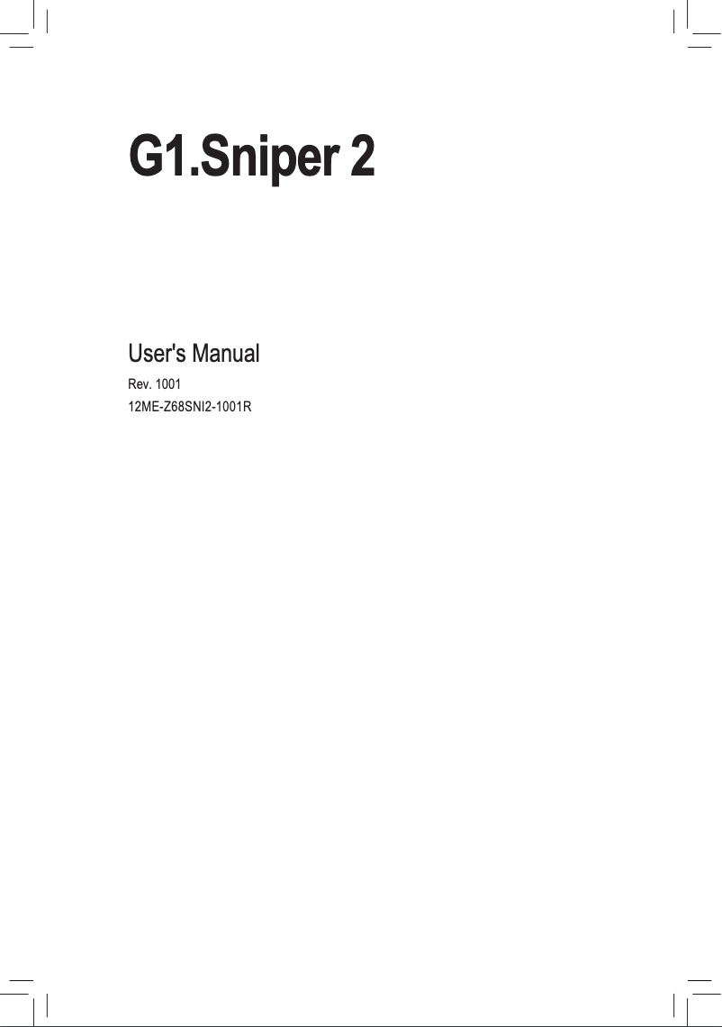 Image de la première page du manuel de l'appareil G1.Sniper 2