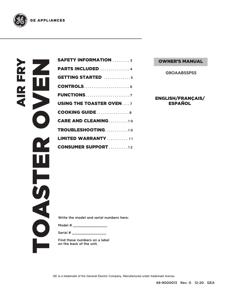 Page n°1 - Manuel utilisateur GE G9OAABSSPSS