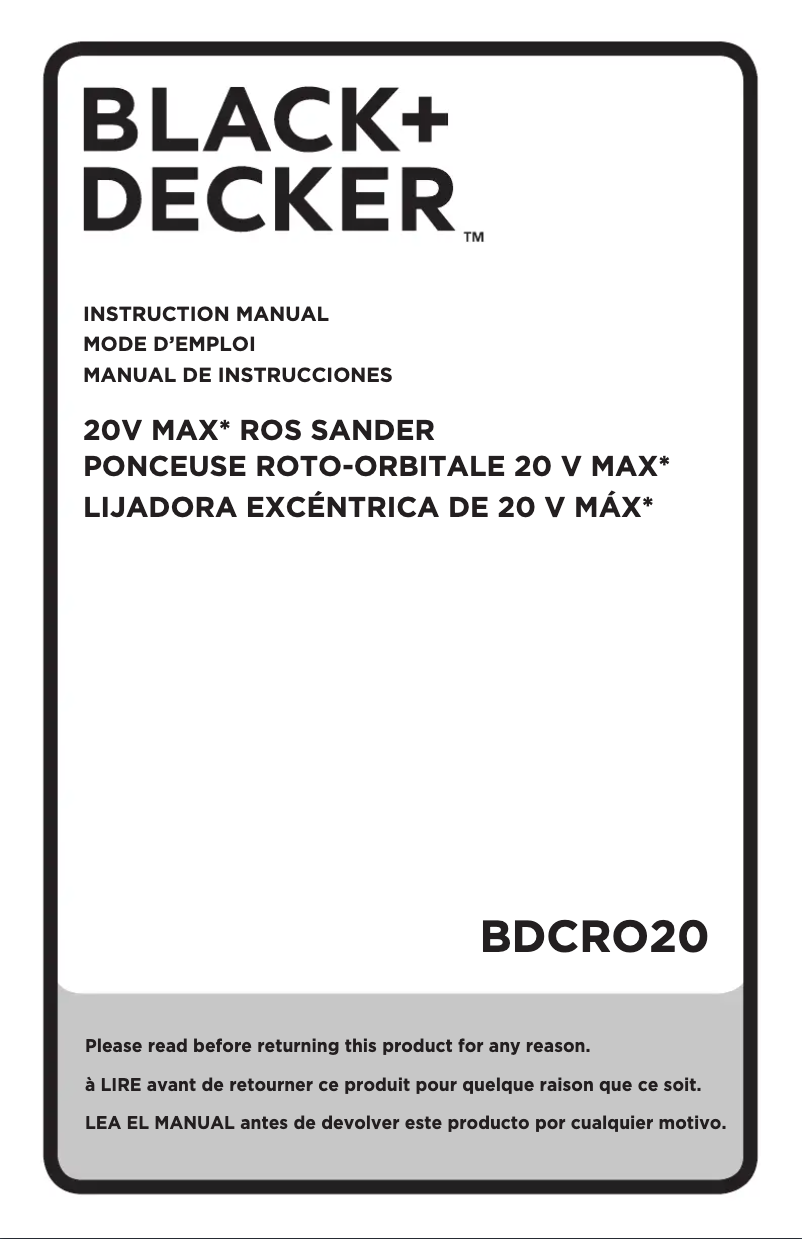 Page 1 de la notice Manuel utilisateur Black & Decker BDCRO20C