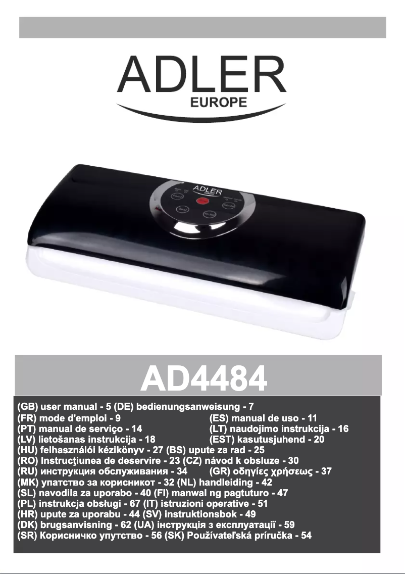 Image de la première page du manuel de l'appareil AD 4484