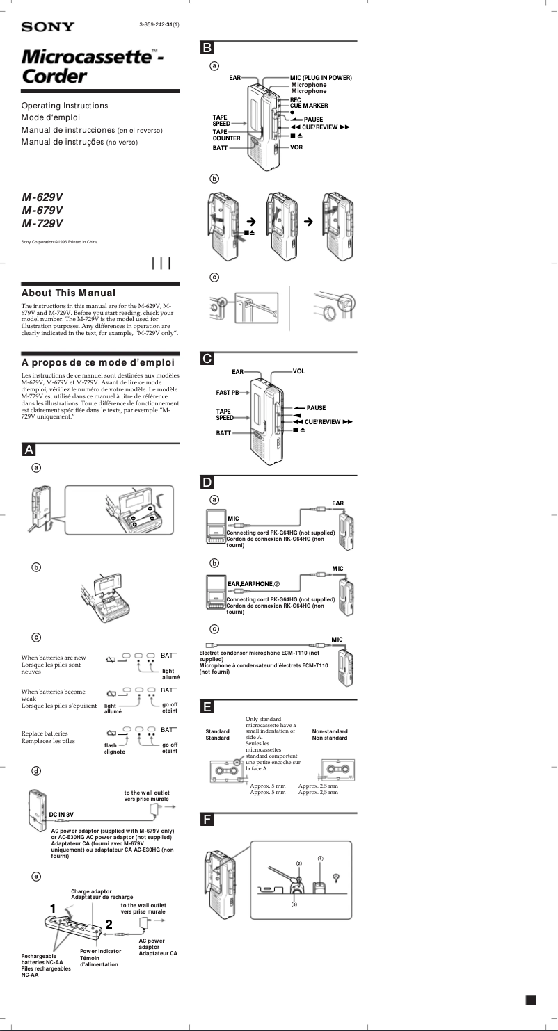 Image de la première page du manuel de l'appareil M-729V