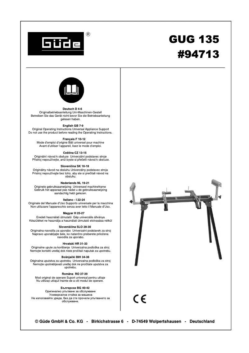 Page n°1 - Manuel utilisateur Güde GUG 135