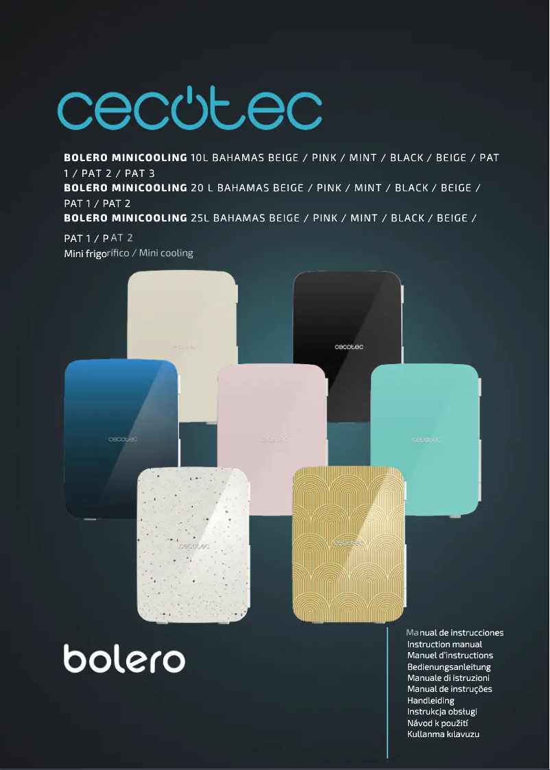 Page 1 de la notice Manuel utilisateur Cecotec Bolero MiniCooling 20L Bahamas