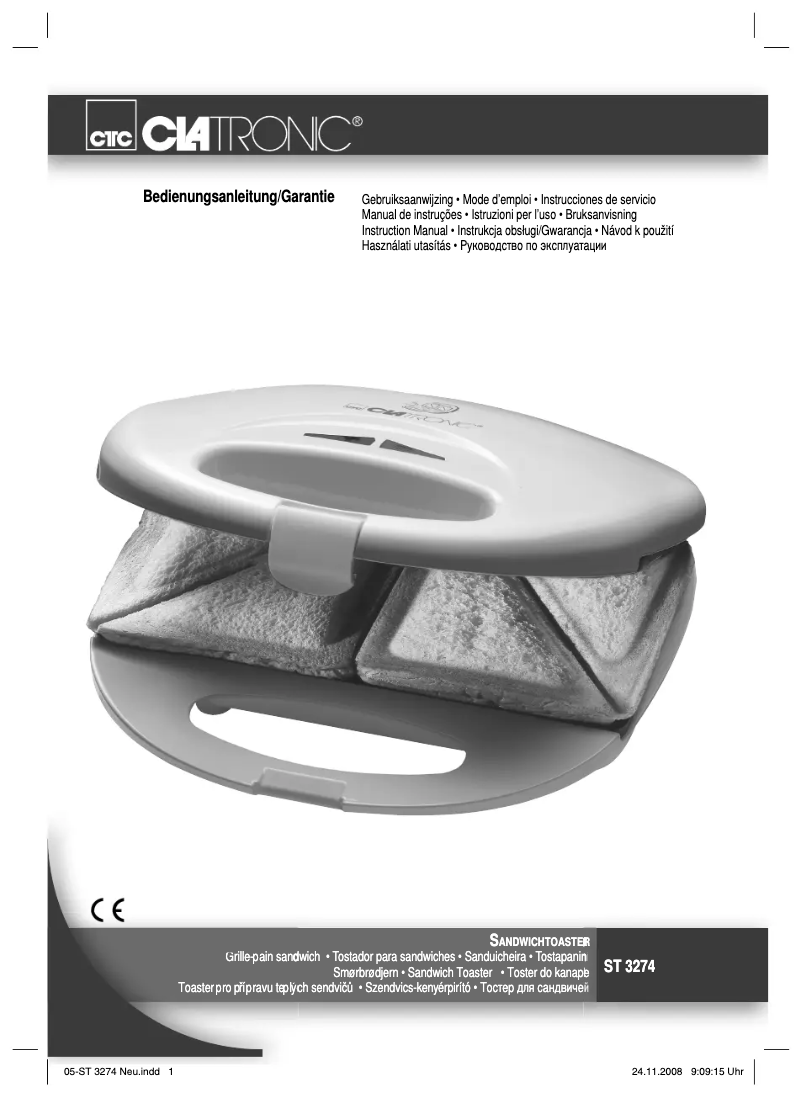 Page 1 de la notice Manuel utilisateur Clatronic ST 3274