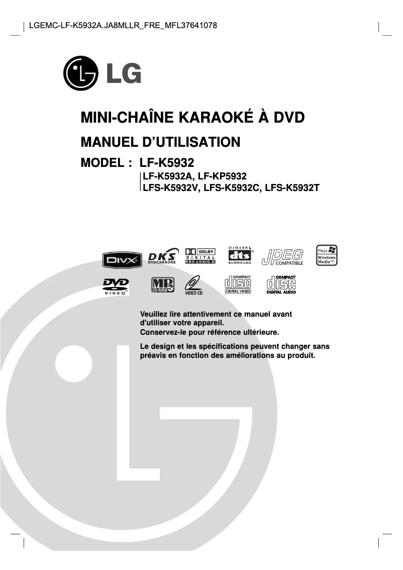 Página 1 del manual Manual de usuario LG LF-K5932A