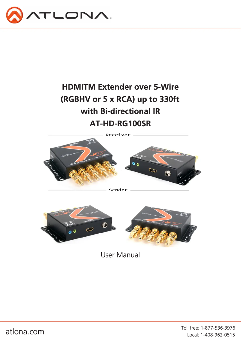 Page n°1 - Manuel utilisateur Atlona AT-HD-RG100SR