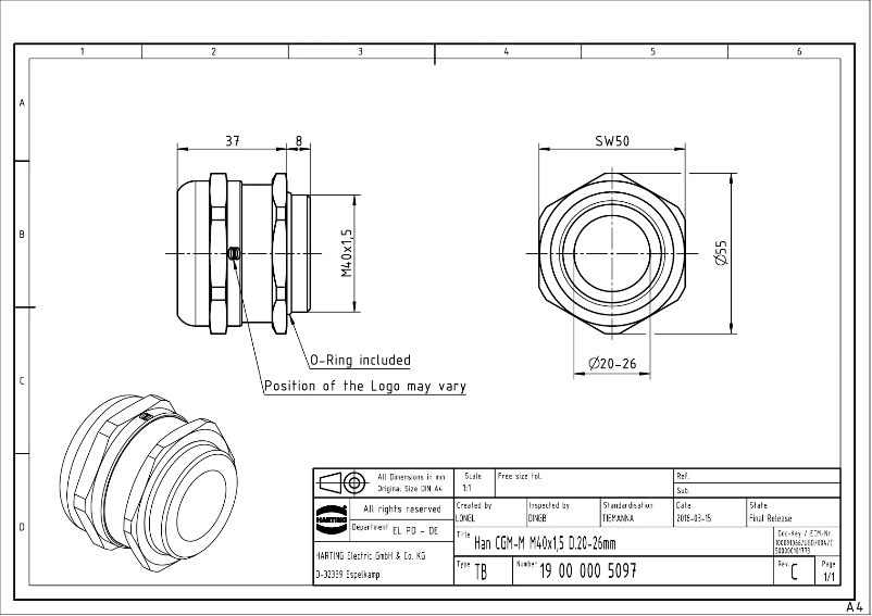 Page 1 de la notice Manuel utilisateur Harting 19 00 000 5097