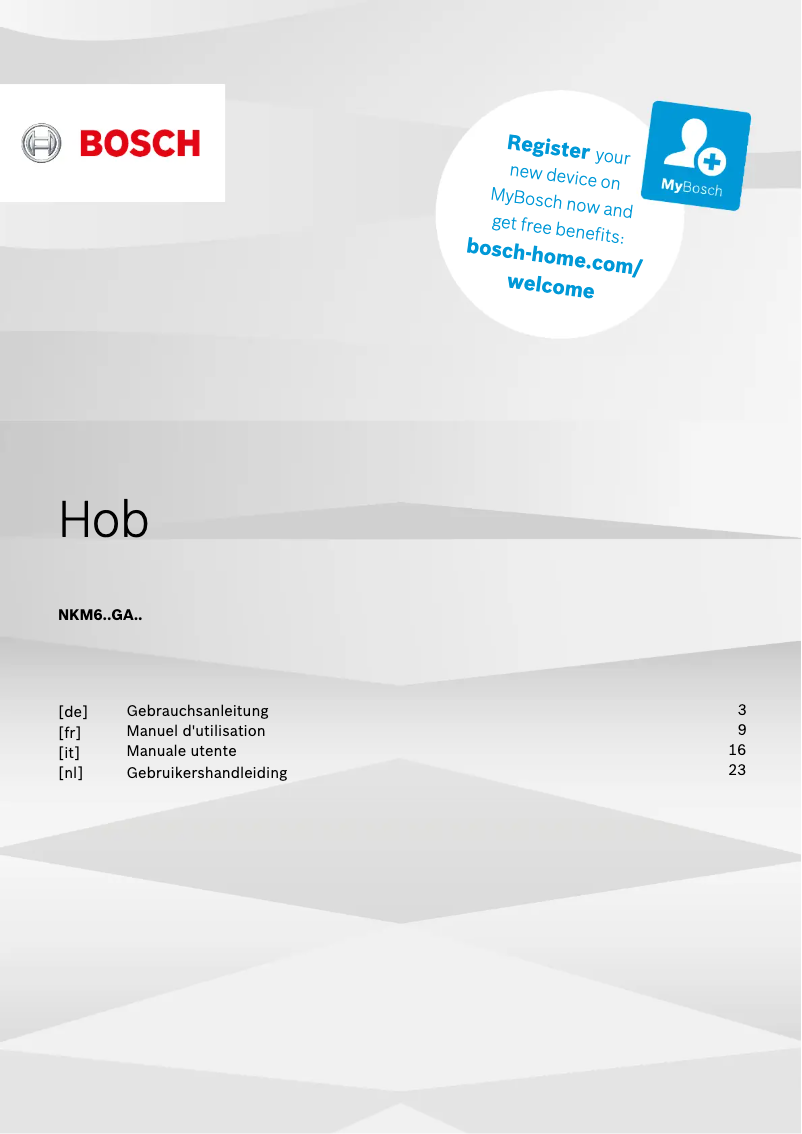 Page 1 de la notice Manuel utilisateur Bosch NKM645GA1E