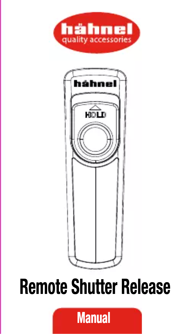 Page 1 de la notice Manuel utilisateur Hähnel Remote Shutter Release