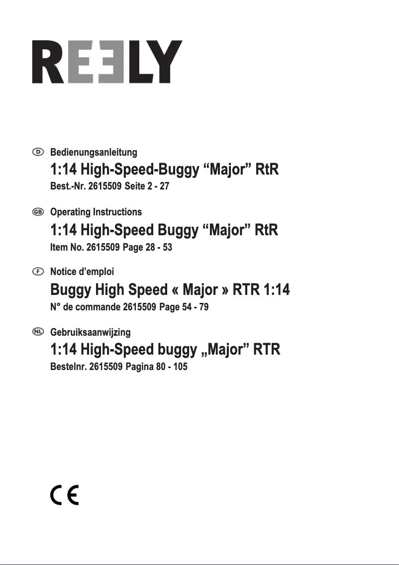 Page 1 de la notice Manuel utilisateur Reely Major