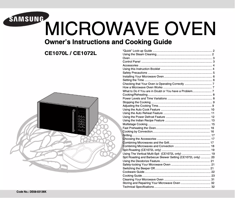 Page 1 de la notice Manuel utilisateur Samsung CE1072L