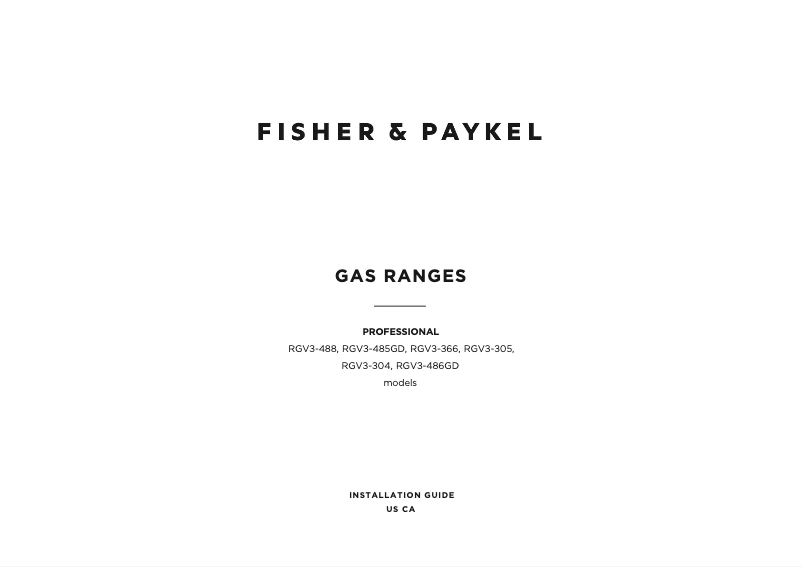 Page n°1 - Guide d'installation Fisher & Paykel RGV3-305-N